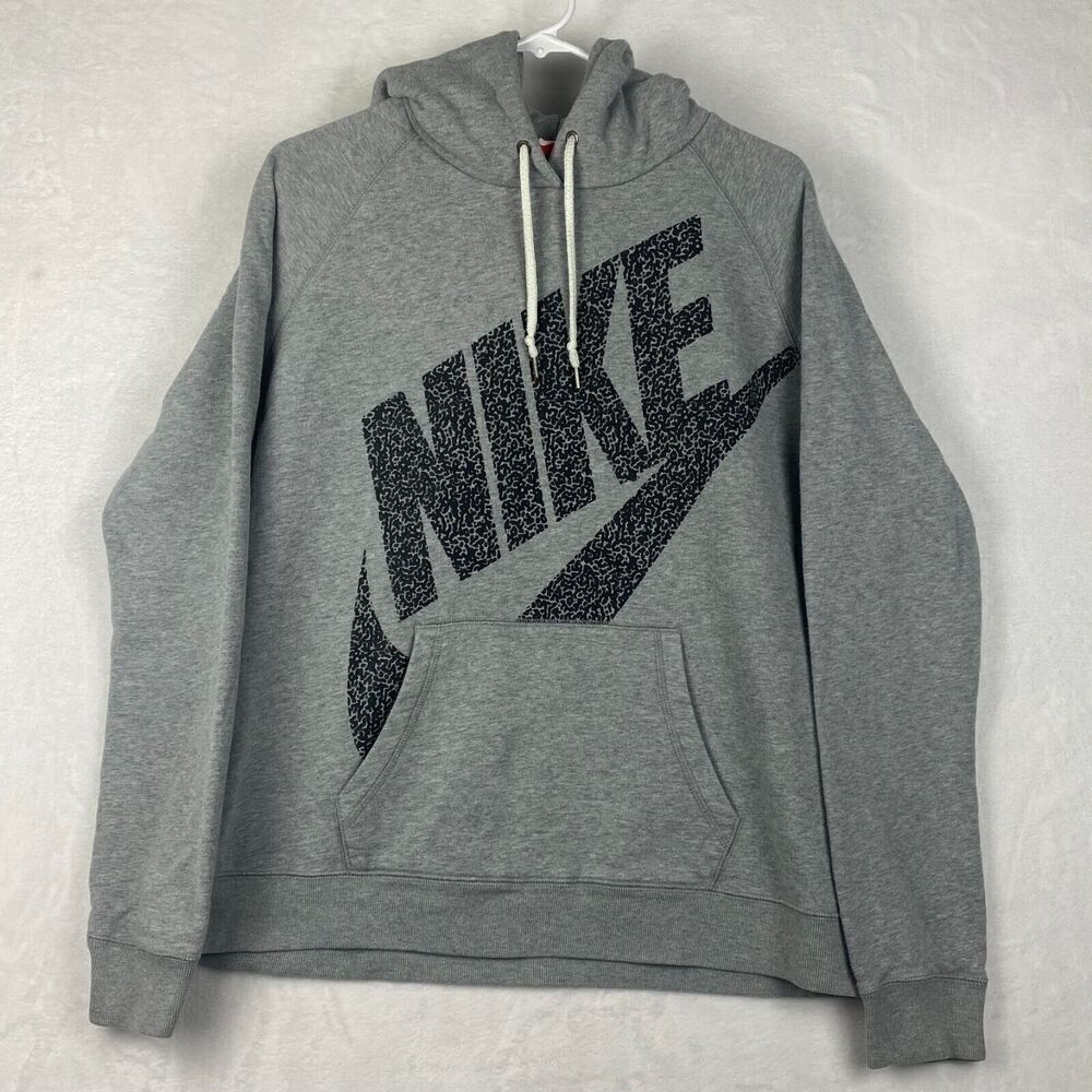Nike Sweater Adult Extra Large Gray Hoodie Sweatshirt Logo Pockets Pullover